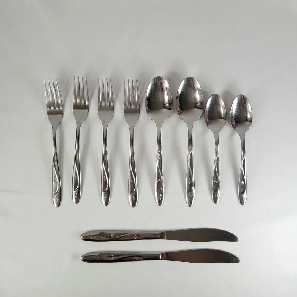 Vintage Americana Star Flatware Set International Stainless Atomic Celestial MCM